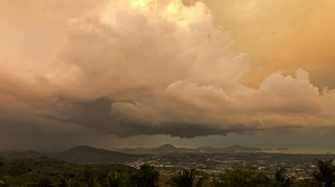 Monsoon Storm Over Phuket Town Timelapse Stock Footage 59795970