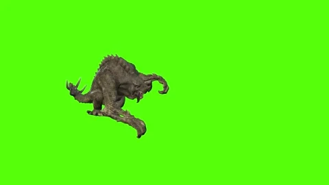Monster 3 Hit Combo Attack Green Screen Animation 4k Rendering Stock-Footage 262597363