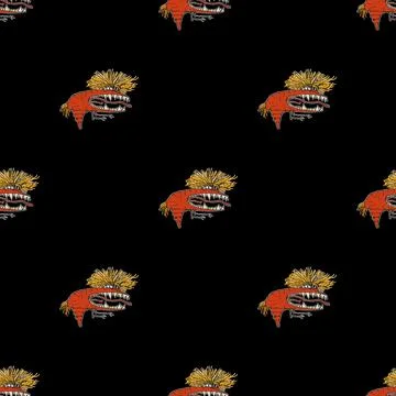 Monster Alien Rat Motif Pattern Stock Illustration