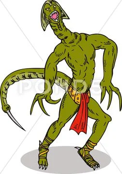 Monster alien tailfront Stock Illustration