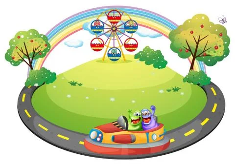 Monster and car Illustrazione stock