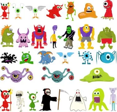 Monster and Character Set Stock Illustration