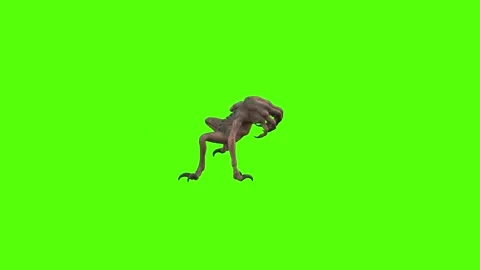 Monster Attack Forward Green Screen Animation 4k Rendering Stock Footage 267718599