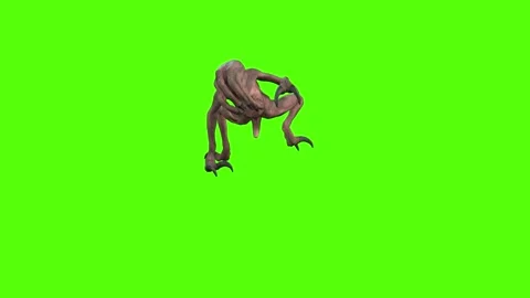 Monster Attack Forward Green Screen Animation 4k Rendering Stock Footage 267718622