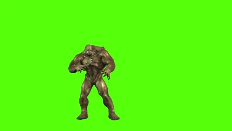 Monster Attack Green Screen Animation 3D Rendering Stock Footage 296056236
