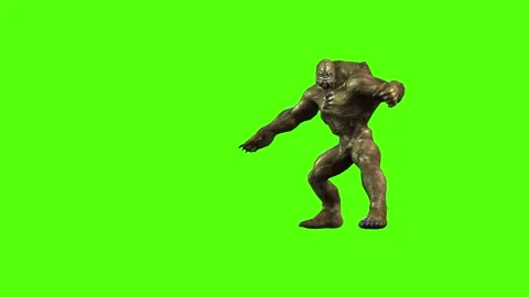 Monster Attack Green Screen Animation 3D Rendering Stock Footage 296056240