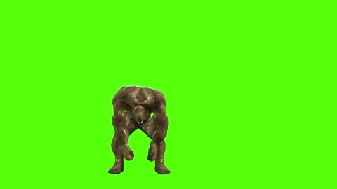 Monster Attack Green Screen Animation 3D Rendering Stock Footage 296056241