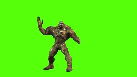 Monster Attack Green Screen Animation 3D Rendering Stock Footage 296056252