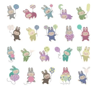 Monster balloon character set Stock Illustration