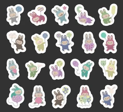 Monster balloon character set Stock Illustration