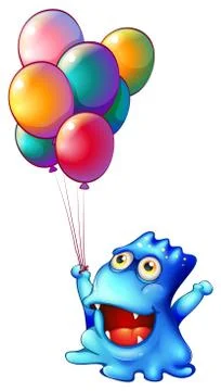A monster with balloons Stock Illustration