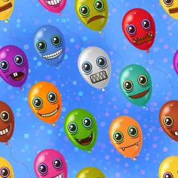 Monster Balloons, Seamless Stock Illustration