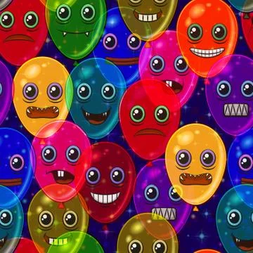 Monster Balloons, Seamless Stock Illustration