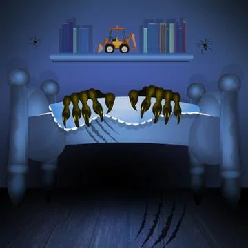 Monster on the bed Stock Illustration