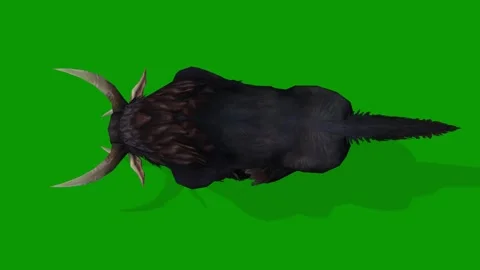 Monster Buffalo Run Fast View From Sky 3D Rendering Animation on Green Screen Stock Footage 308425659