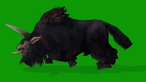 Monster Buffalo Walking From Left 3D Rendering Animation on Green Screen Stock Footage 308425721