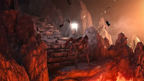 Monster Cave Hell Bats Background 3d Rendering Animation Video 112712275