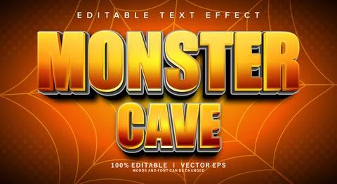 Monster cave vector text effect with modern style design Stock Illustration