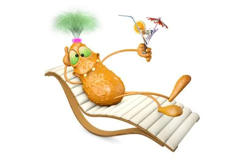 Monster on a chaise lounge Stock Illustration