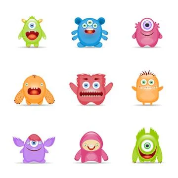 Monster Character Set Stock Illustration