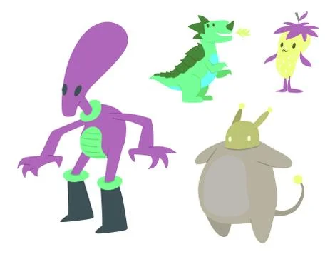 Monster character vector funny design element humour emoticon fantasy monsters Stock Illustration