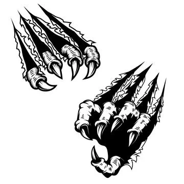 Monster claws scratching background. For poster, t shirt, decoration. Vecto.. Stock Illustration