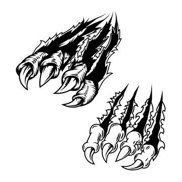 Monster claws scratching background. For poster, t shirt, decoration. Vecto.. Stock Illustration