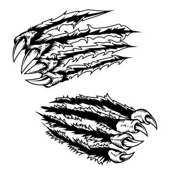 Monster claws scratching background. For poster, t shirt, decoration. Vecto.. Stock Illustration