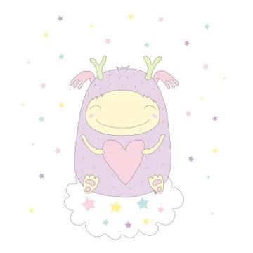 Monster on a cloud Stock Illustration