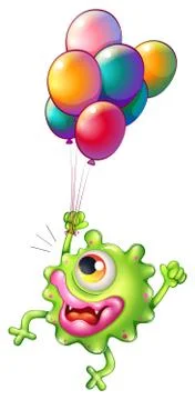 A monster with colourful balloons Stock Illustration
