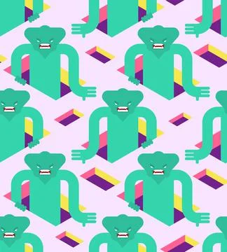 Monster crawls out pattern seamless. monstrosity background 스톡 일러스트
