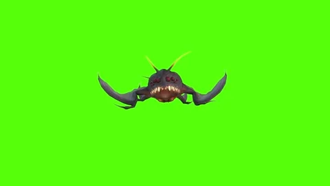 Monster Creature Strafe Right Green Screen Animation 4k Rendering Stock Footage 271106254