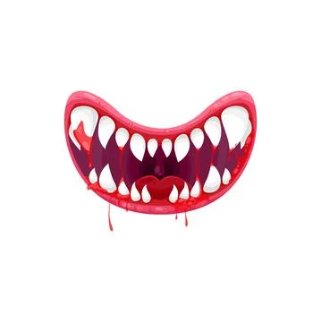 Monster creepy smiling jaws with sharp white teeth Stock Illustration