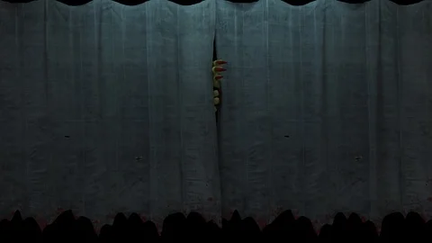 Monster Curtain Reveal Stock Footage 100547608