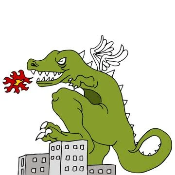 Monster destroying city Stock Illustration