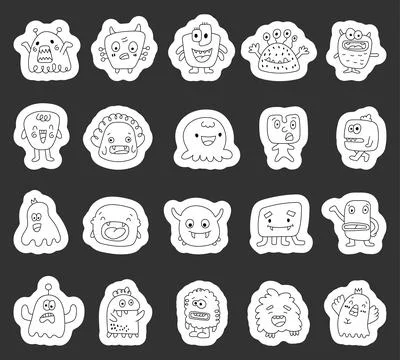 Monster doodle character set Stock Illustration