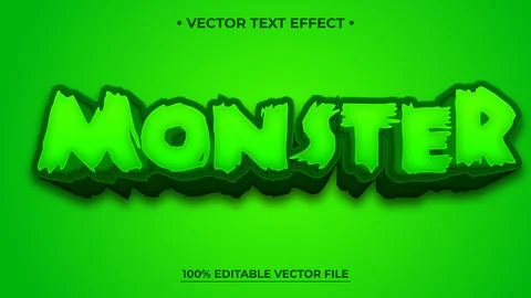 Monster editable text effect, customizable horror and Halloween 3D font style Stock Illustration