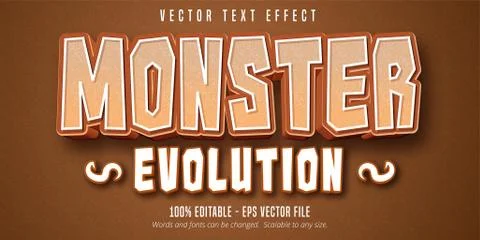 Monster evolution text, cartoon style editable text effect Stock Illustration