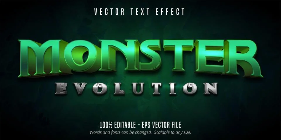 Monster evolution text, game style editable text effect Stock Illustration
