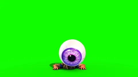 Monster Eye Man Look Around Green Screen Front 3D Renderings Animations Stock Footage 90343724