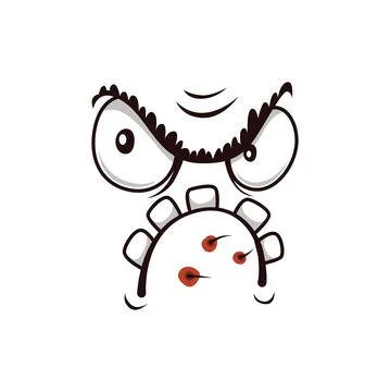 Monster face cartoon vector icon, grumpy creature Stock Illustration