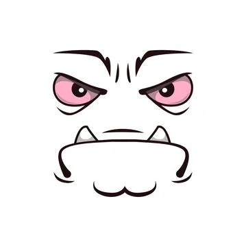 Monster face cartoon vector icon, grumpy creature Stock Illustration