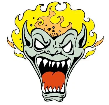 Monster face with flame Stock Illustration