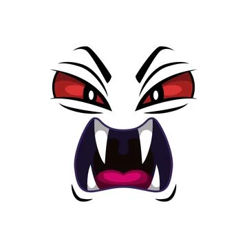 Monster face isolated vector icon, roaring devil Stock Illustration