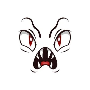 Monster face isolated vector icon, roaring devil Illustrazione stock
