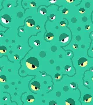 Monster face pattern seamless. Teeth and jaws of green monstrosity background Stock Illustration