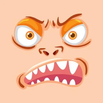 Monster face on peach background Stock Illustration