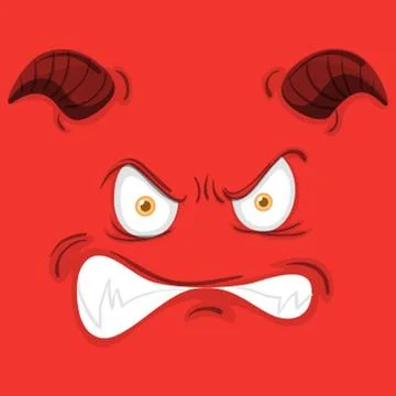 Monster face on red background Stock Illustration