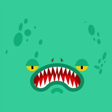 Monster face. Teeth and jaws of green monstrosity Stock Illustration