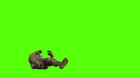 Monster Fall to Ground Green Screen Animation 3D Rendering Stock Footage 296055917